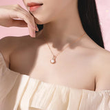 925 Silver Shell Pearl Butterfly Pendant Necklace Rose Plating Women
