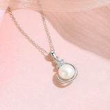 925 Silver Shell Pearl Butterfly Pendant Necklace Rose Plating Women