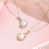 925 Silver Shell Pearl Butterfly Pendant Necklace Rose Plating Women