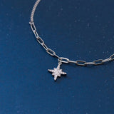 925 Silver CZ Zircon Star Pendant Bracelets Wedding Jewelry
