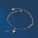 925 Silver CZ Zircon Star Pendant Bracelets Wedding Jewelry
