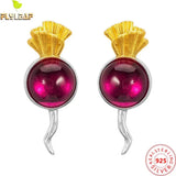 925 Silver Carnelian Radish Stud Earrings Original 18k Plating Earings