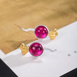 925 Silver Carnelian Radish Stud Earrings Original 18k Plating Earings