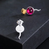 925 Silver Carnelian Radish Stud Earrings Original 18k Plating Earings
