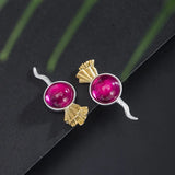 925 Silver Carnelian Radish Stud Earrings Original 18k Plating Earings