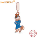 925 Silver Mouse with Glasses Charm Bead for Bracelet Necklace