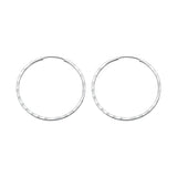 925 Silver Carving Pattern Hoop Earrings Round Circle Hoops Women