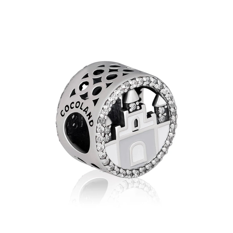 925 Sterling Silver Castle Beads for DIY Bracelet Jewelry