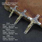 925 Silver Catholic Cross Pendant Necklace Jesus Christ Jewelry