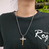 925 Silver Catholic Cross Pendant Necklace Jesus Christ Jewelry