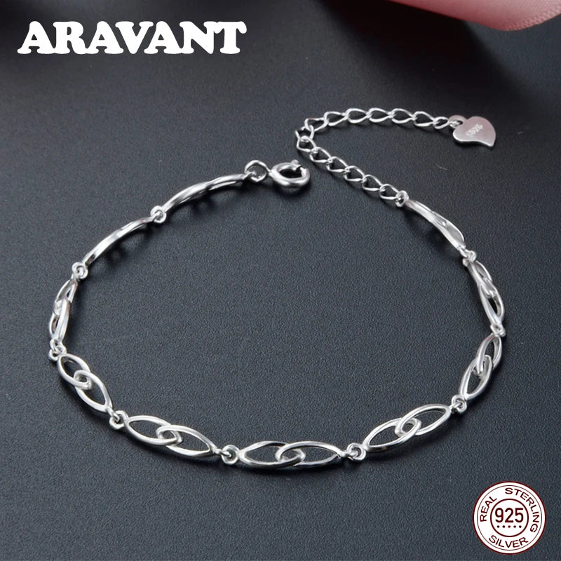 925 Sterling Silver Chain Bracelet Fine Jewelry For Women Accessories