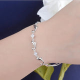 925 Silver Dolphin Charm Bracelet CZ Jewelry