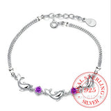 925 Silver Dolphin Charm Bracelet CZ Jewelry