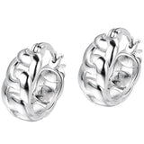 925 Sterling Silver Chain Pattern Clip Earrings Unisex Jewelry