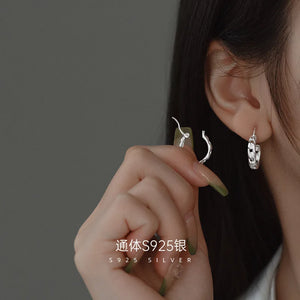 925 Sterling Silver Chain Pattern Clip Earrings Unisex Jewelry