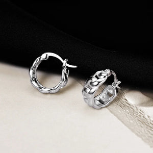 925 Sterling Silver Chain Pattern Clip Earrings Unisex Jewelry