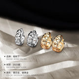 925 Silver Chain Pattern Clip Earrings Unisex Jewelry