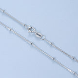925 Sterling Silver 2MM Beads Necklace for Women Kids Girls