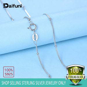 925 Sterling Silver 2MM Beads Necklace for Women Kids Girls