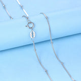 925 Sterling Silver 2MM Beads Necklace for Women Kids Girls