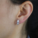925 Silver Charm Hoop Earrings Water Drop Opal Stone Mini Jewelry