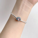 925 Silver Pink Zircon Conch Bracelet Charm Ocean Series DIY Bead Charms