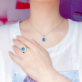 925 Silver Charm Sapphire Diamond Pendant Necklace for Women