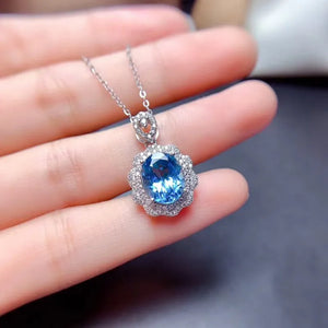 925 Silver Charm Sapphire Diamond Pendant Necklace for Women