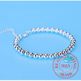 925 Silver Heart Beads Bracelet Enamel Ball Chain