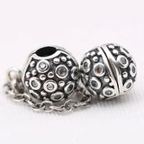 925 Sterling Silver Clear Cz Safety Chain Charm for Bracelets & Necklace
