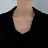 925 Silver Choker Collar Necklaces Round Clavicle Chain Women Jewelry