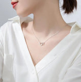 925 Silver Choker Necklace Double Cross CZ Wedding