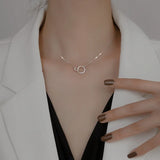 925 Silver Choker Necklace Double Cross CZ Wedding