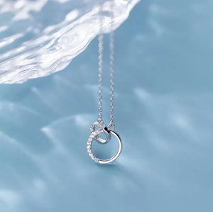 925 Silver Choker Necklace Double Cross CZ Wedding