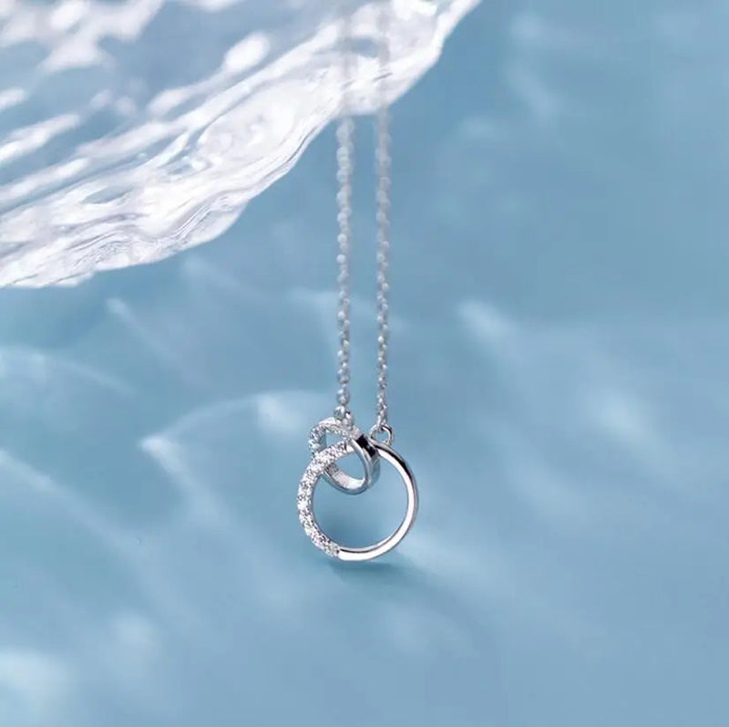 925 Silver Choker Necklace Double Cross CZ Wedding