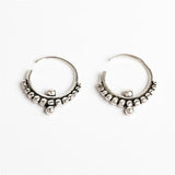 925 Silver Circle Bead Hoop Earrings Vintage Femme Jewelry