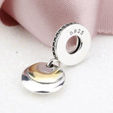 925 Silver Circle Love CZ European Charms Bead Bracelet DIY Accessory
