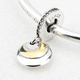 925 Silver Circle Love CZ European Charms Bead Bracelet DIY Accessory