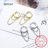 925 Silver CZ Tassel Hoop Earring Wedding Jewelry RHE850
