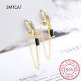 925 Silver CZ Tassel Hoop Earring Wedding Jewelry RHE850