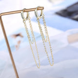 925 Silver CZ Tassel Hoop Earring Wedding Jewelry RHE850