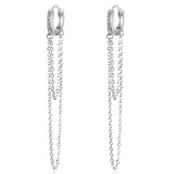925 Silver CZ Tassel Hoop Earring Wedding Jewelry RHE850