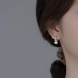 925 Silver Pearl Clip Earrings for Women Wedding