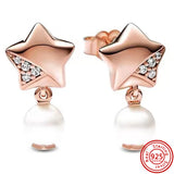 925 Sterling Silver Heart Zircon Stud Earrings