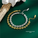 925 Silver Coffee Beans Bracelet Women Pig Nose Bracelet