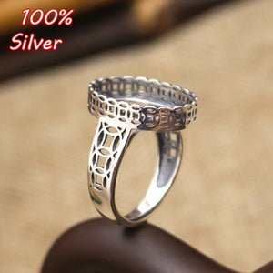 925 Sterling Silver Adjustable Ring Blanks Base Fit 13*18mm Oval Bead Settings