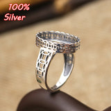 925 Sterling Silver Adjustable Ring Blanks Base Fit 13*18mm Oval Bead Settings