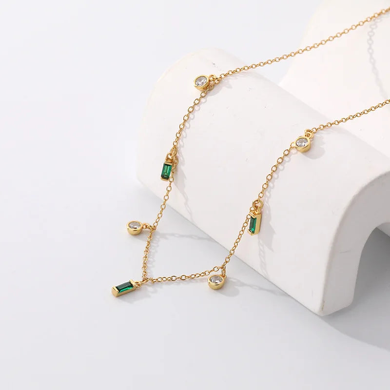 925 Silver Zircon Stacked Chokers Necklaces Women 18k Plating Jewelry