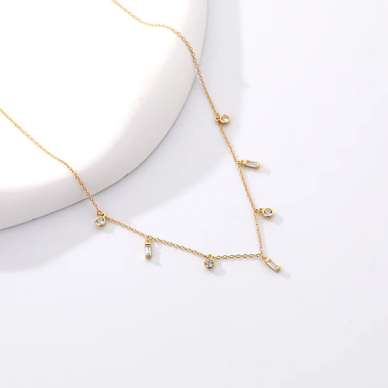 925 Silver Zircon Stacked Chokers Necklaces Women 18k Plating Jewelry