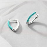 925 Silver Colorful Clip On Earrings V Shape Hypoallergenic Jewelry
